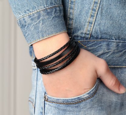 Leather Chain Cuff Bracelet