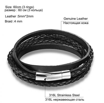 Leather Chain Cuff Bracelet