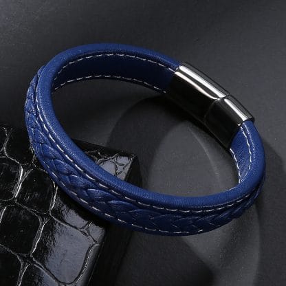 Blue Leather Rope Bracelet