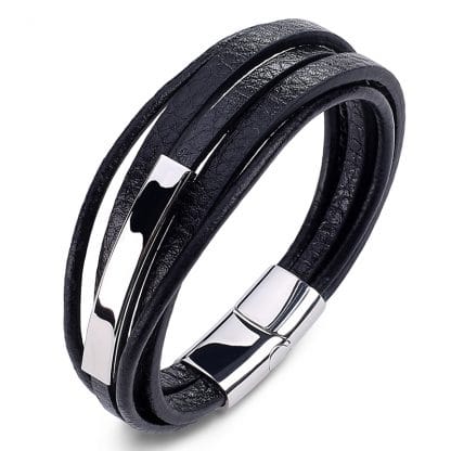 MultiLayer Leather Steel Bracelet