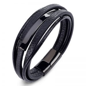 MultiLayer Leather Steel Bracelet